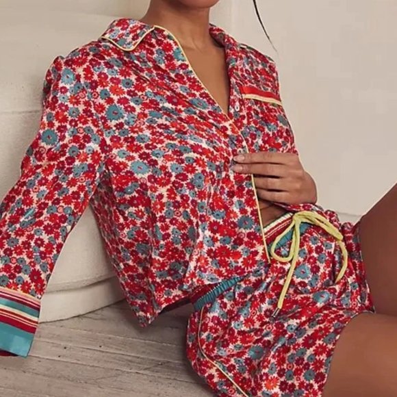 NWT Free People Pillow Talk PJ Set LT red - Picture 2 of 4